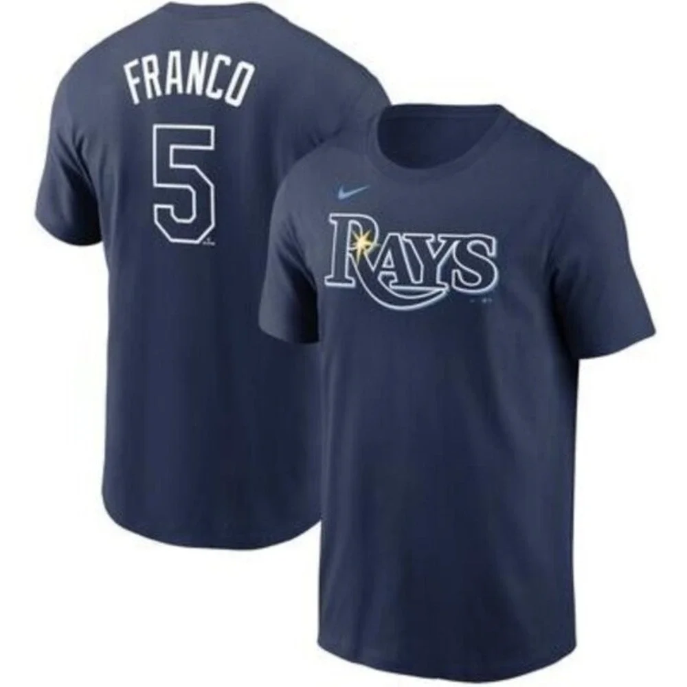 Men's Nike Wander Franco Navy Tampa Bay Rays Name & Number T-Shirt, Large 28104